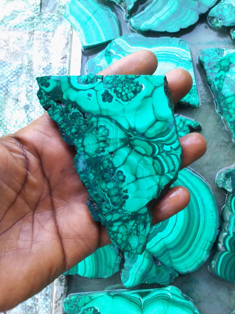 Malachite sliced
