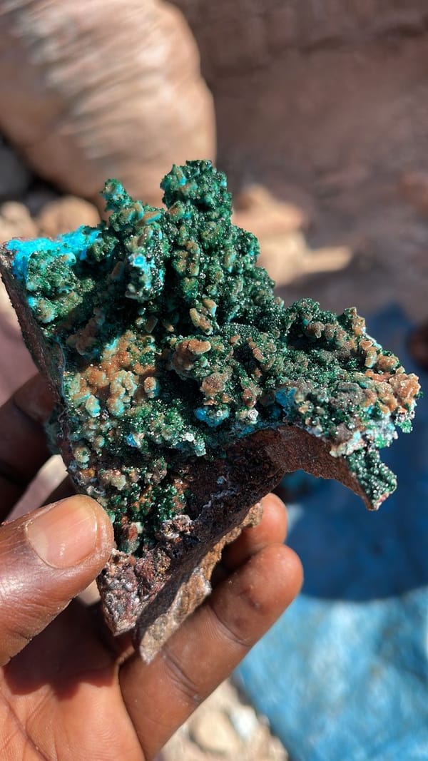 Crystallized malachite on Chrysocolla and druzy QUARTZ. From Tenke Fungurume, Katanga D R Congo 🇨🇩