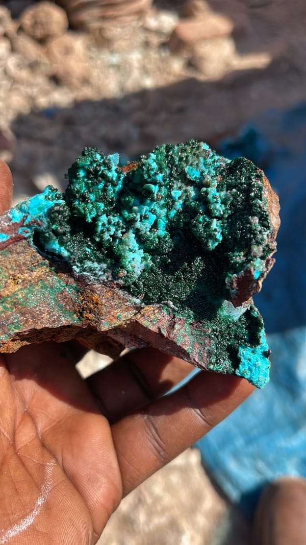 Crystallized malachite on Chrysocolla. From Tenke Fungurume, Katanga D R Congo 🇨🇩